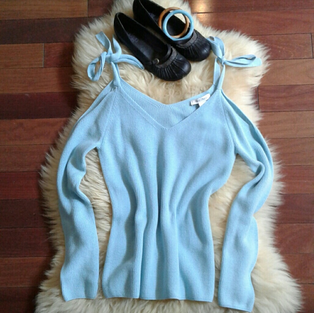 WHBM | Cold Shoulder Sweater Ocean Blue